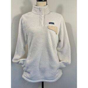 Patagonia Womens Re-tool Fleece Snap Pullover Jacket White Ivory Cream L